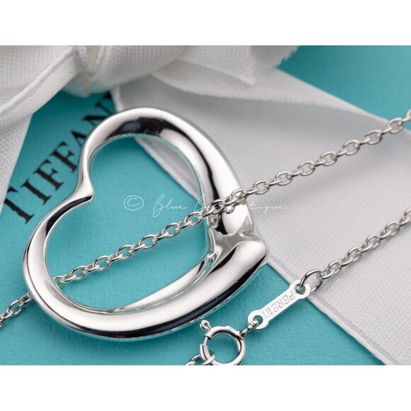 Tiffany & Co. Elsa Peretti Large 27mm Open Heart Pendant Necklace on 18" Chain - Picture 4 of 8